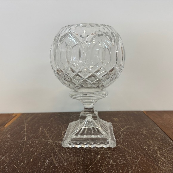 Crystal Glass Vase Candle Holder Diamond‎ Cut Square Base Elegant Decor - Picture 7 of 8